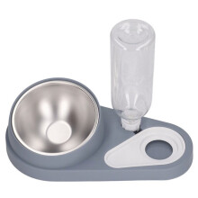 Juego de comederos para mascotas con bebedero automático, cuencos de acero inoxidable inclinados a 15, base antideslizante para gatos y perros.