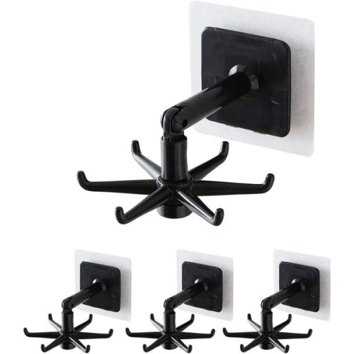 Rotating Folding Hook compatible with Universal Mounting, 180 Degree Vertical Flip Design for Under Counter Space Utilisation