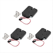Electromagnetic Lock 3 Pack 12V 2A Fail Safe 280KG Holding Force Black Metal for Cabinets Logistics Lockers Refrigerated Counters Vending Machines