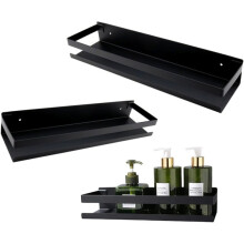 Hangend badkamerplankje 40 x 10 x 5,8 cm, matzwart roestvrij staal, inclusief montageset