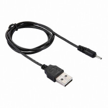 USB DC-oplaadkabel 65 cm zwart USB Type A mannelijk naar 2,0 mm/1,0 mm DC-barrelconnector, compatibel met apparaten met een 2,0 mm DC-aansluiting.