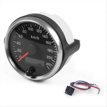 Universal Car Speedometer 85mm 12V/24V 220km/h LCD Display Stainless Steel Bezel Fast Response Stepper Motor Direct Replacement