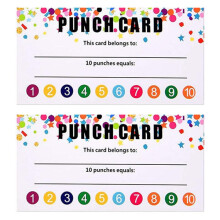 Punch Cards 100 Pack, Coated Paper Loyalty Cards with Assorted Designs, Blank Back for Classroom Incentives & Student Rewards (Traffic Core)