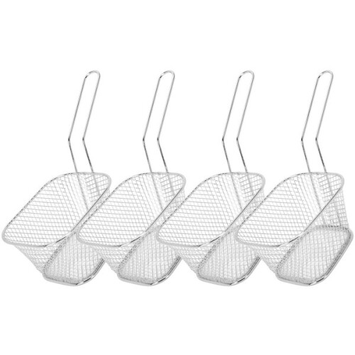 4pcs Stainless Steel Cooking Basket, Foldable Design with Handle for Baking and Steaming
