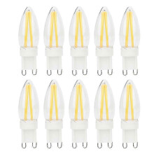 10 lampadine LED G9 a filamento lungo dimmerabili con attacco bipolare, 3W, AC220V, per illuminazione di casa, cucina, soggiorno e camera da letto.