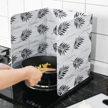 Spatbeschermer voor gasfornuis, compatibel met gaskookplaten, opvouwbaar van aluminiumfolie tegen oliespatten