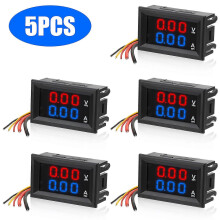 Digitale DC voltmeter ampèremeter 5 stuks 0-100V 10A dubbel LED display automatisch bereik