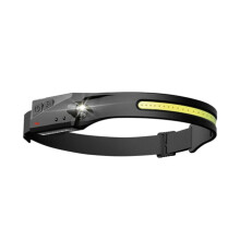 Linterna frontal con activación por movimiento y carga USB-C, 350 lúmenes, 6 modos de luz, resistente al agua IPX4.