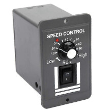 Regolatore di velocità PWM 10A 9V-60V per motore CC a spazzole, controllo industriale e ventilatore, montaggio a pannello.
