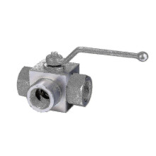 Válvula de bola hidráulica 3 vías KHB3K, 1/2" NPT, 2 posiciones, orificio en L, 7250 PSI, acero al carbono