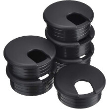 Desk Cable Grommet 45mm 6 Pack Black Plastic Removable Lid Hole Cover for Home Office School Wire Management