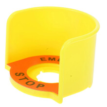 Industrial Emergency Stop Push Button Switch Cover Plastic with Yellow Warning Sign Prevents Accidental Activation for Equipment Safety
