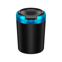 Car Ashtray with Pop-Up Lid and LED Light, Smokeless Fireproof Design for In-Vehicle Use with Self-Locking Slot