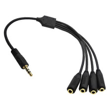 Kuulokejakaja 3,5 mm TRS 4-suuntainen äänisovitin, yhteensopiva PS4:n ja tietokoneen kanssa, 30 cm