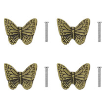 Vintage Butterfly Decorative Door Knobs Set of 4 Aged Bronze Antique Style Zinc Alloy for Cabinets Drawers Wardrobes Furniture