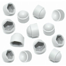 M8 zeskantmoerdoppen, 20 stuks, 13 mm, witte kunststof beschermkapjes voor moeren en bouten voor machine-, leiding- en railingtoepassingen.