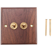 Retro American Style 2 Gang Light Switch Socket, Antique ABS 110V-250V Concealed Installation for Home Hotel Homestay Mall 8.6x8.6cm