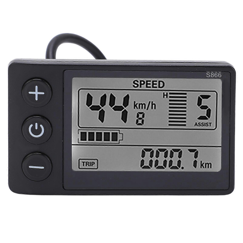 S866 Electric Cycle Lcd Display Control Panel Meter 24V 36V 48V Ip65 Water Resistant Plug 22.2Mm Handlebar Bracket Backlit Screen 6966168146759