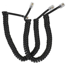 Oprolbare telefoonkabel, 2 stuks, zwart, maximale lengte 150 cm, PVC, ABS, koper, stabiele, ruisvrije audiooverdracht voor vaste telefoons.