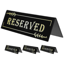 4 Pcs Acrylic Reserved Table Signs Tent Shaped Reusable for Weddings Restaurants Banquets Parties Events Gatherings