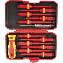 Juego de destornilladores aislados 1000V, 13 piezas, mango ergonómico, puntas magnéticas de acero cromo-vanadio para electricistas