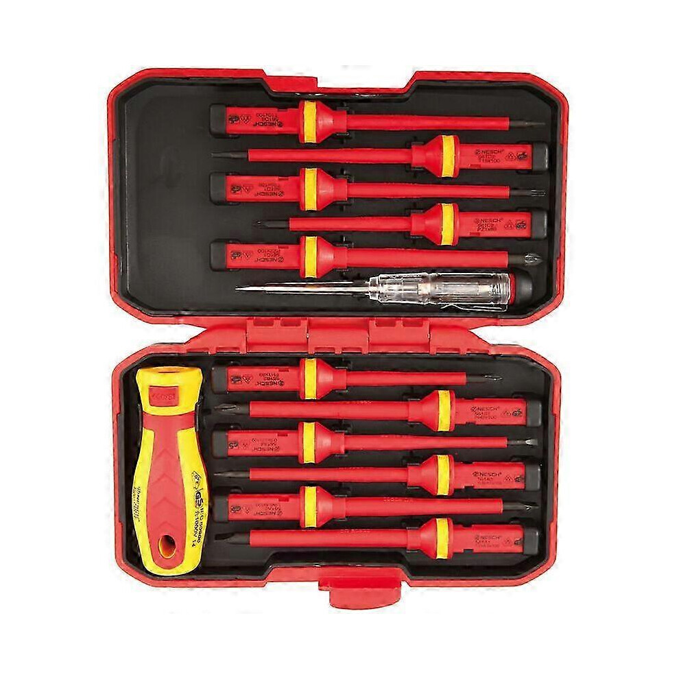 1000V Insulated Manual Screwdriver Set 13 Pcs, Chrome Vanadium Steel Magnetic Interchangeable Bits Ergonomic Handle For Electrician Repair 6966168150831