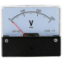 Voltímetro analógico rectangular de panel DH670 AC 0-300V, precisión Clase 2.0 para medición de voltaje electrónico en circuitos automotrices.