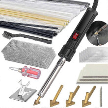 Kunststoffschweißgerät Set mit 4 Lötspitzen und 7 Schweißstäben für Kajak, Stoßstangen, Plastikreparatur, 100-240 V, UK-Stecker