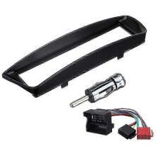 Façade d'autoradio simple DIN compatible avec Citroën C1, Toyota Aygo et Peugeot 107 (à partir de 2005). Finition audio en ABS noir.