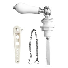 Toilet Cistern Lever Flush Handle Victorian Style White Ceramic Zinc Alloy 3/8 Inch Interface with Chain for WC Lavatory Home Hotel
