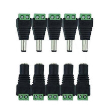 DC-Stromanschlussstecker-Adapter, 5 Paare, Stecker/Buchse, 12 V, 5,5 x 2,1 mm, PVC-Schraubanschluss für LED-Streifen und CCTV-Überwachungskameras