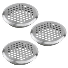 2 inch ronde roestvrijstalen ventilatieroosters met stofwerend gaas, 3 stuks, voor keuken-, badkamer- en kastventilatie