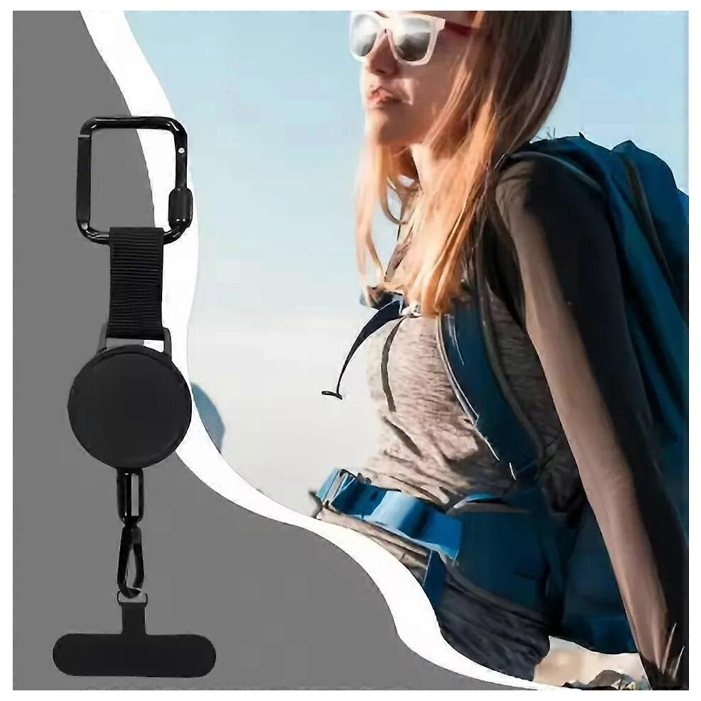 Retractable Phone Lanyard Extendable Anti Theft Mobile Security Strap Black 6966168156239