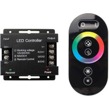 RGB-LED-Touch-Dimmer für 12–24 V LED-Streifen, max. 18 A, kabellos, 20 m Reichweite im Innenbereich, mit Speicherfunktion