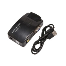AV 4-nastainen S-Video RCA - VGA -muunnin, musta, jopa 1920x1080 -lähtö, DVD DVR CCTV STB PC-näytöille, LCD-televisioille, projektoreille