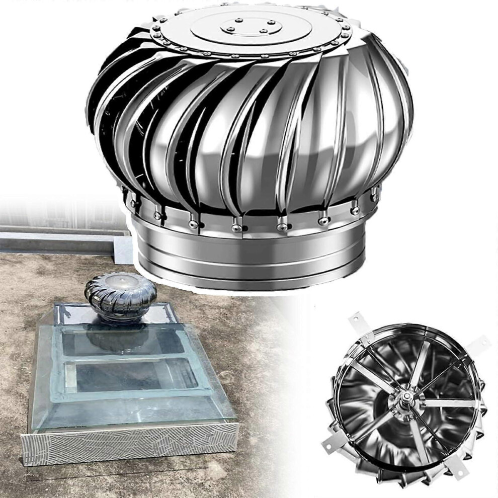 Roof Turbine Ventilator 160Mm 304 Stainless Steel Wind Driven Leak Proof Dual Bearings Attic Vent For Chimney Shed Warehouse Use 6966168155713