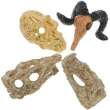 4 Pcs Plastic Animal Skull Miniature Models Assorted Colour Dollhouse Decor Wall Ornament for Miniature Landscaping Small Space Decoration