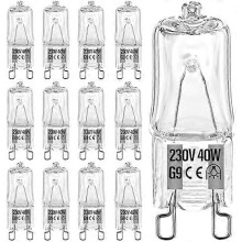 G9 Halogen Bulbs 12 Pack 40W 230V 2700K Warm White 2000H Lifespan Dimmable for Ceiling Lights Lava Lamps Wax Burners Ovens Cabinets