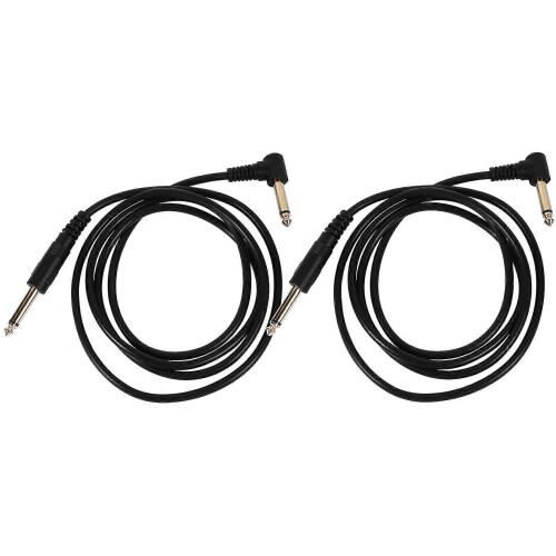 2Pcs 1.5m Guitar Patch Cable 6.35mm Straight to Right Angle Instrument Cable