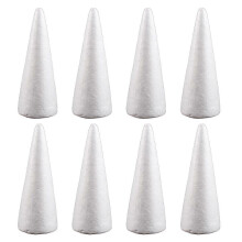 12 Pcs White Solid Polystyrene Cone Shaped DIY Christmas Ornaments Craft Accessories for Home Tree Table Centerpiece Projects