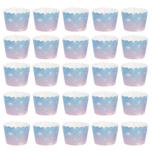 150 Pcs Starry Sky Pattern Cupcake Holders Disposable Muffin Cake Paper Cups