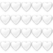 20Pcs Clear Fillable Heart Shape Plastic Ornaments for Christmas Wedding Party DIY Decor