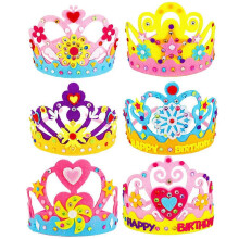 6 Pcs Fabric Crown Hats Mixed Style Birthday Crowns for Toddlers Kids Decorative Party Hats