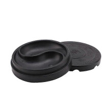 Tai Ji Shape Round Calligraphy Inkstone with Lid, Practical Inkslab for Ink Grinding