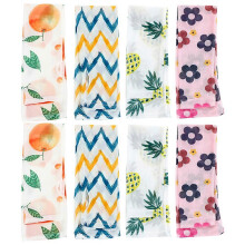 4 Pairs Ice Silk Sunscreen Arm Sleeves Cooling Arm Covers White Pink Stripe Orange Pineapple Five-Pet