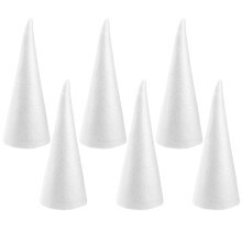 6PCS 24cm White Solid DIY Craft Cones Children Handmade Accessories for Home Christmas Craft