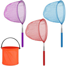 4PCS Insect Catching Nets Stretchable Handle Foldable Barrel Purple Light Blue Red