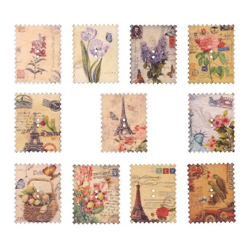 20PCS Mixed Pattern Wooden Stamp Decorative Buttons for Sewing Scrapbooking Crafts