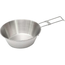 Stainless Steel Mountaineering Picnic Bowl 300ml with Folding Handle for Outdoor Camping