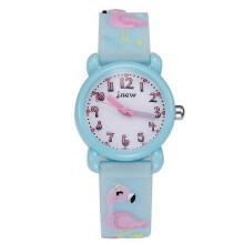 1Pc Waterproof Kids Watch 3D Cartoon Flamingo Pattern Wristwatch for Children (Sky-blue)